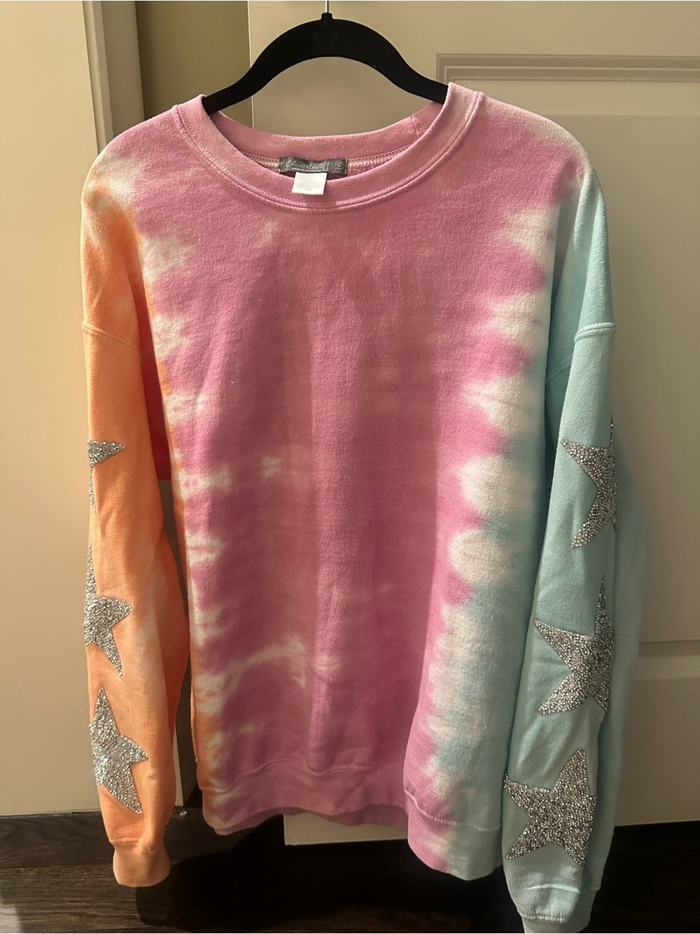 Carmar Tie Dye Sweatshirt with Stars on the Sleeves Size Small